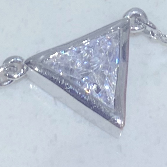 Elegant CZ Triangle Pendant Necklace - Picture 3 of 7